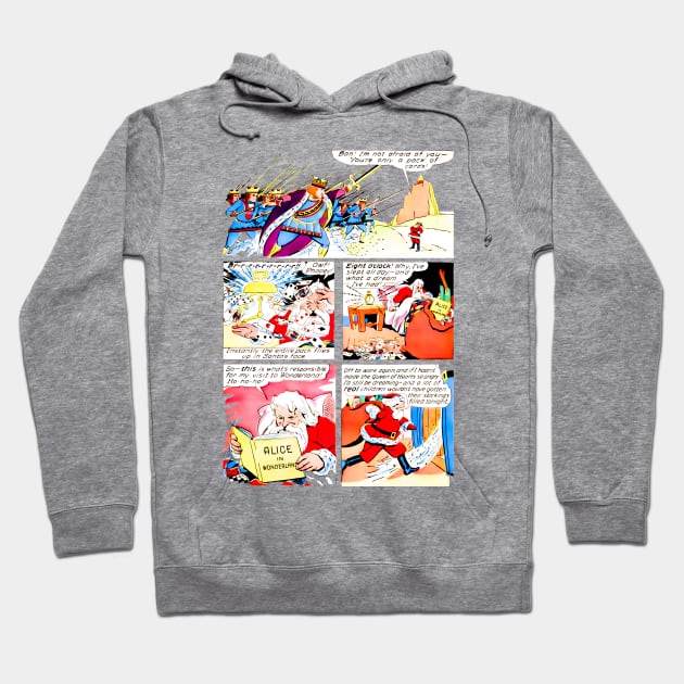 Santa Claus returns from the Wonderland Alice Retro Vintage Comic Book Hoodie by REVISTANGO